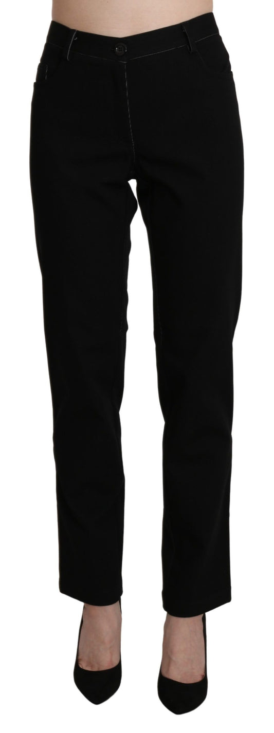 BENCIVENGA Black High Waist Straight Casual Trouser Pant $555.00 BENCIVENGA Luzworld
