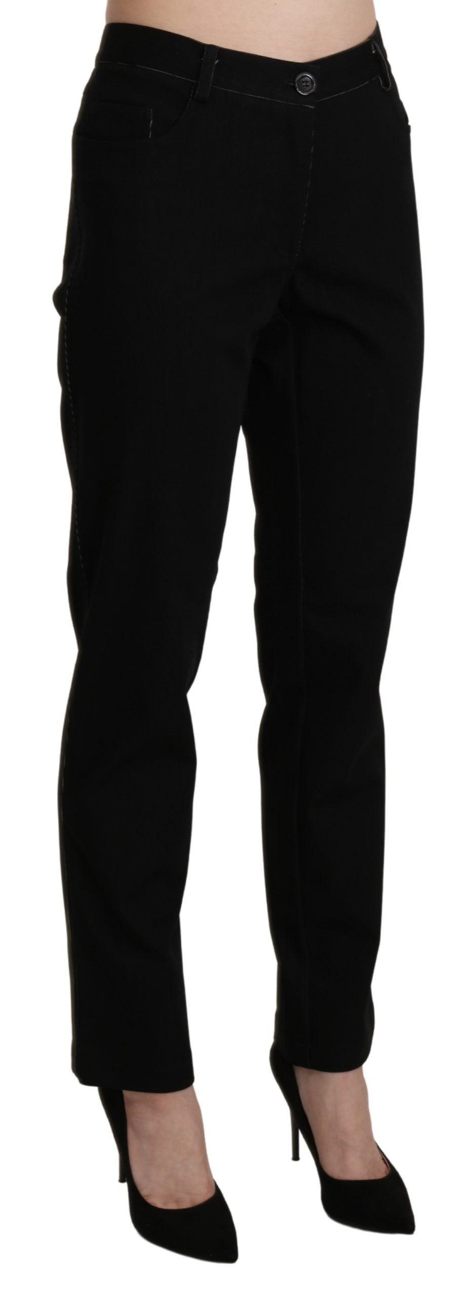 BENCIVENGA Black High Waist Straight Casual Trouser Pant $555.00 BENCIVENGA Luzworld