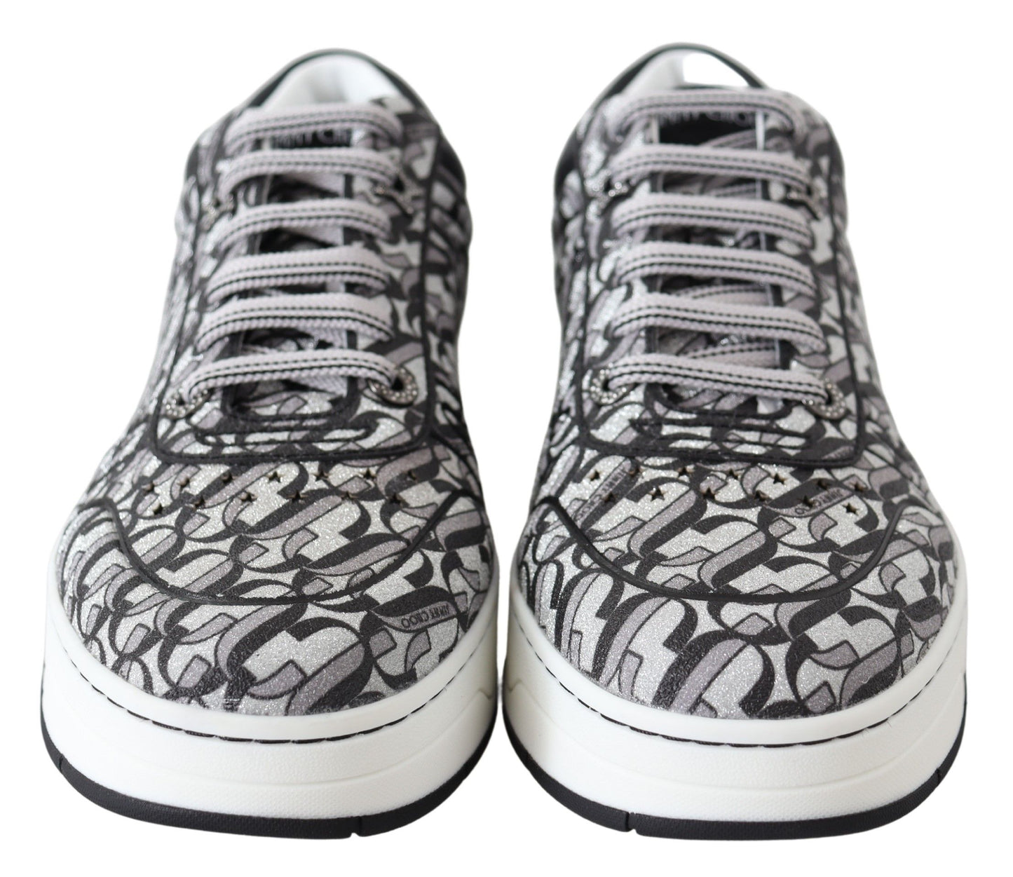 Jimmy Choo Glittering Slip-On Sneakers - Silver and Black $1087.00 Jimmy Choo Luzworld