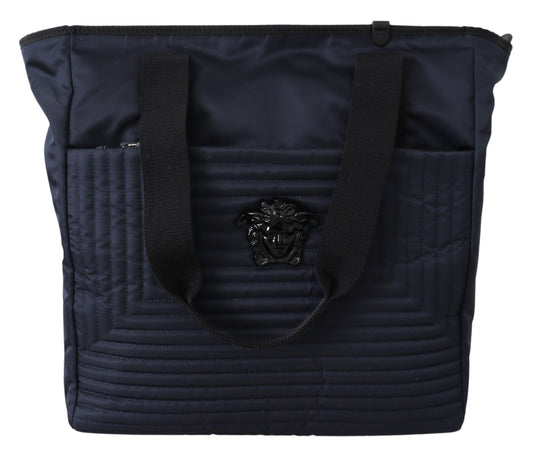 Versace Elegant Blue Nylon Tote Bag $1774.00 Versace Luzworld