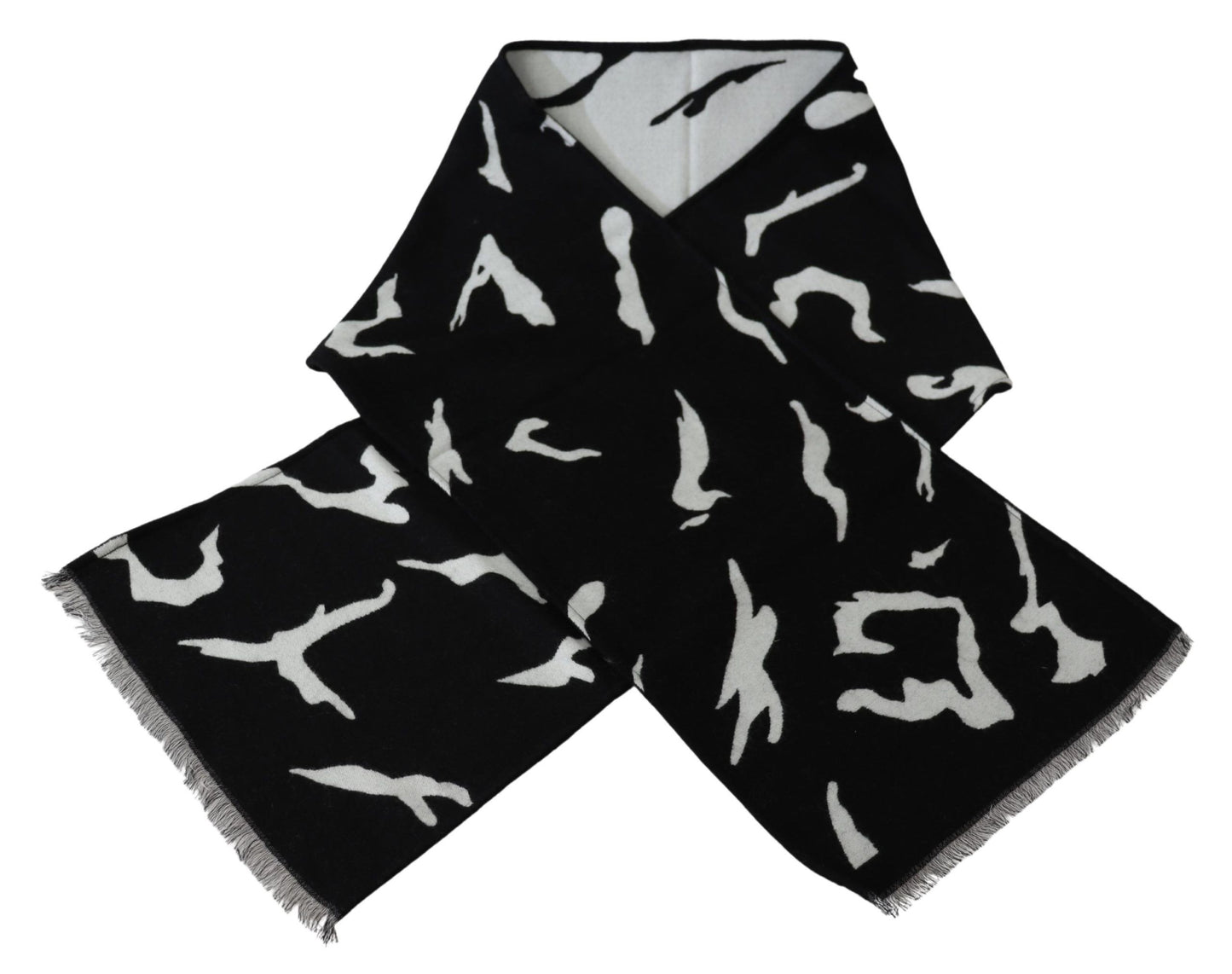 Givenchy Black White Wool Unisex Winter Warm Scarf Wrap Shawl $798.00 Givenchy Luzworld