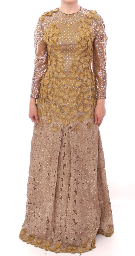 Lanre Da Silva Ajayi GOLD Long Lace Maxi Crystal Dress $6494.00 Lanre Da Silva Ajayi Luzworld
