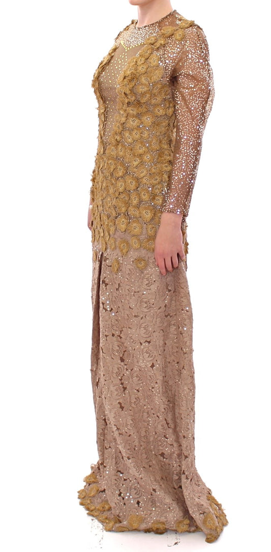Lanre Da Silva Ajayi GOLD Long Lace Maxi Crystal Dress $6494.00 Lanre Da Silva Ajayi Luzworld