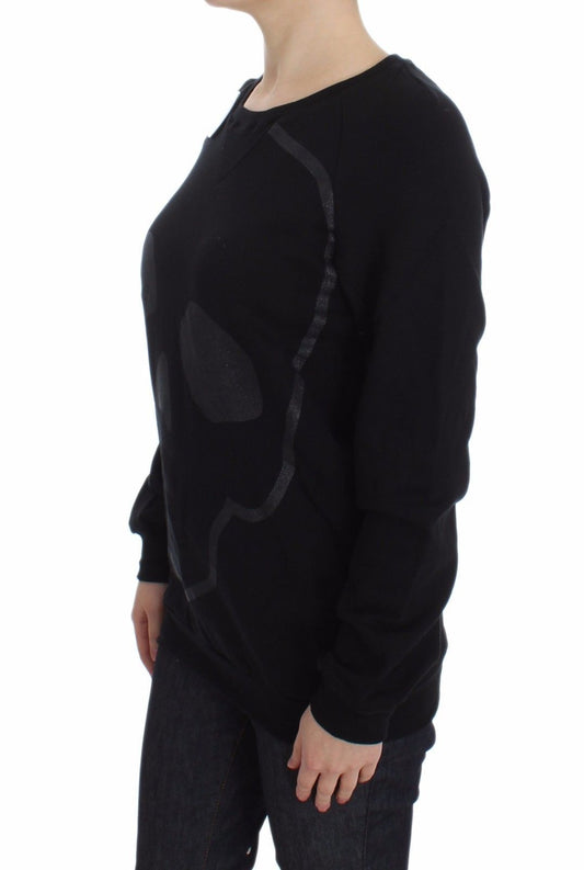 Exte Black Cotton Motive Print Crewneck Pullover Sweater $491.00 Exte Luzworld
