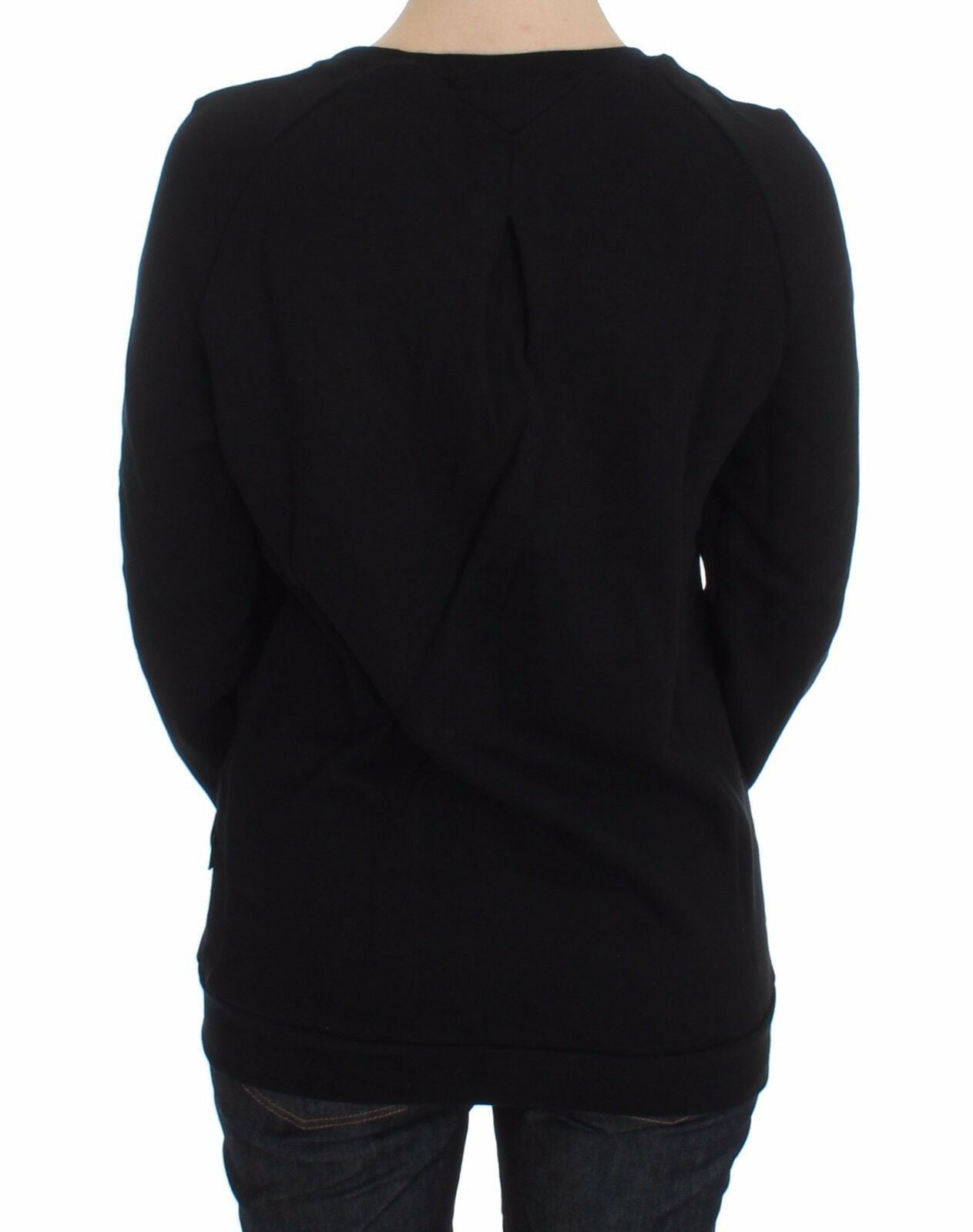 Exte Black Cotton Motive Print Crewneck Pullover Sweater $491.00 Exte Luzworld