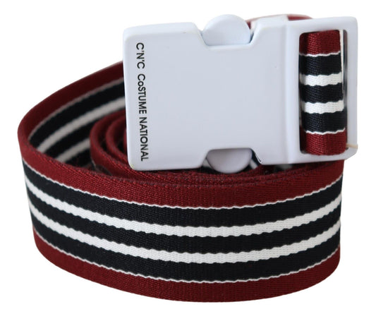 Costume National Black Red Stripe White Logo Buckle Waist Belt $500.00 Costume National Luzworld