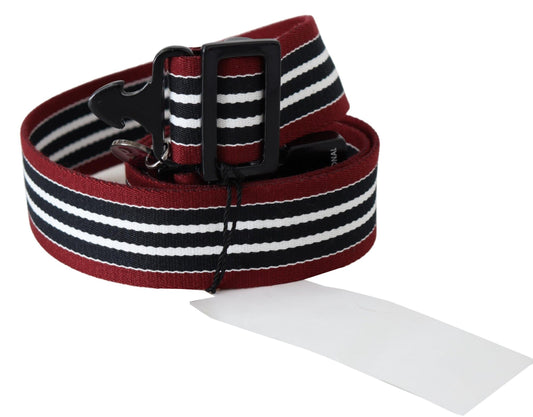 Costume National Maroon Black Stripe Silver Black Buckle Belt $250.00 Costume National Luzworld