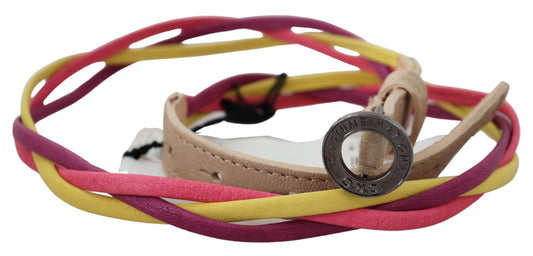 Costume National Multicolor Twisted Leather Circle Buckle Belt $201.00 Costume National Luzworld