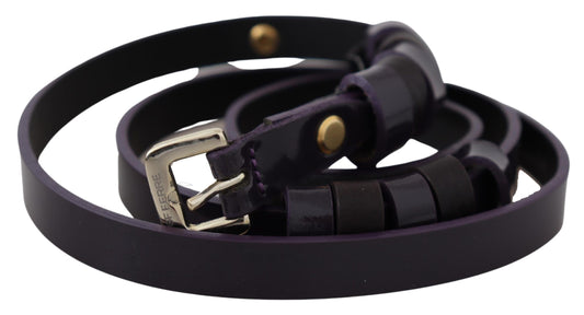 GF Ferre Black Leather Thin Gold Metal Chrome Buckle Belt $201.00 GF Ferre Luzworld