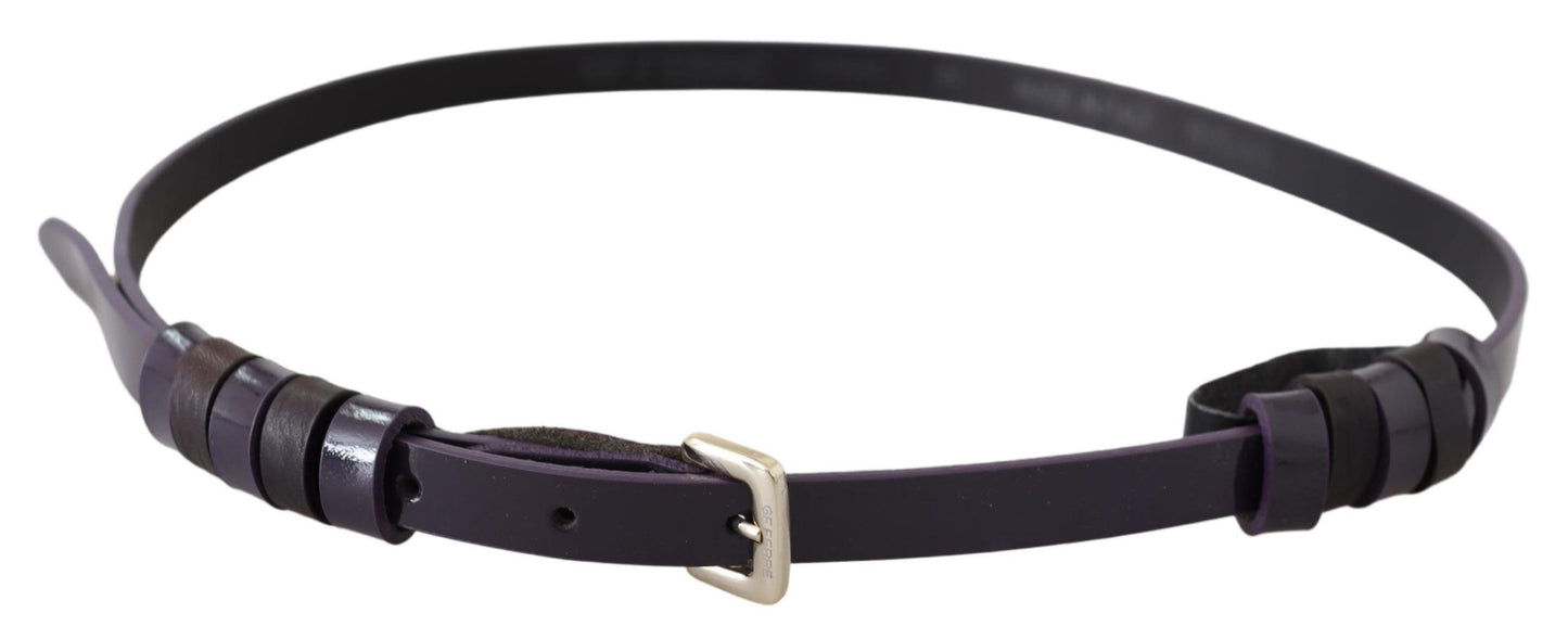 GF Ferre Black Leather Thin Gold Metal Chrome Buckle Belt $201.00 GF Ferre Luzworld