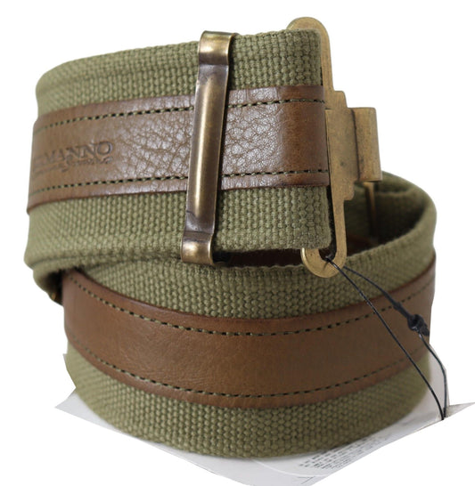 Ermanno Scervino Green Leather Rustic Bronze Buckle Army Belt $537.00 Ermanno Scervino Luzworld