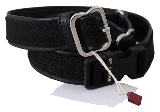 GF Ferre Black Leather Silver Chrome Metal Buckle Belt $488.00 GF Ferre Luzworld