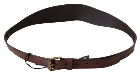 PLEIN SUD Brown Leather Gold Metal Buckle Belt $552.00 PLEIN SUD Luzworld