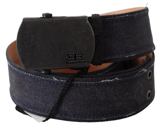 Ermanno Scervino Blue Leather Ratchet Buckle Belt $254.00 Ermanno Scervino Luzworld