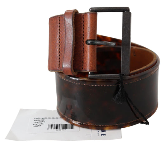 Ermanno Scervino Dark Brown Leather Wide Buckle Belt $564.00 Ermanno Scervino Luzworld