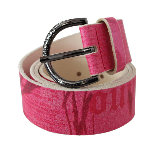 John Galliano Pink Leather Letter Logo Design Round Buckle Belt $201.00 John Galliano Luzworld