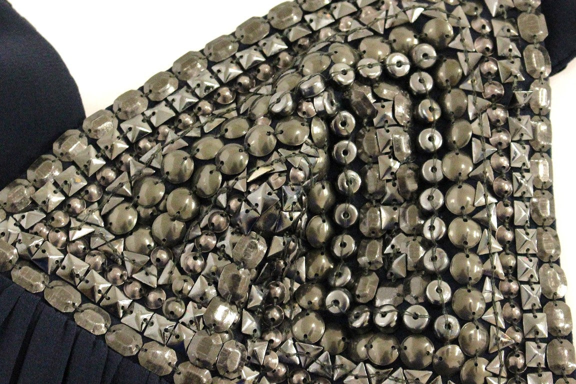 Anaikka Navy Blue Studs Embellished Top Blouse $684.00 Anaikka Luzworld