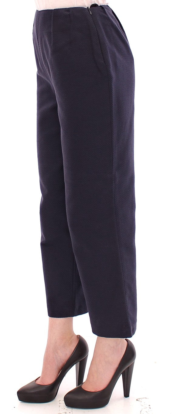 Andrea Incontri Blue Cropped Cotton Pants $800.00 Andrea Incontri Luzworld