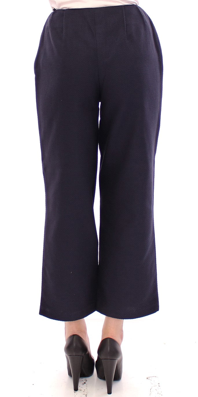 Andrea Incontri Blue Cropped Cotton Pants $800.00 Andrea Incontri Luzworld