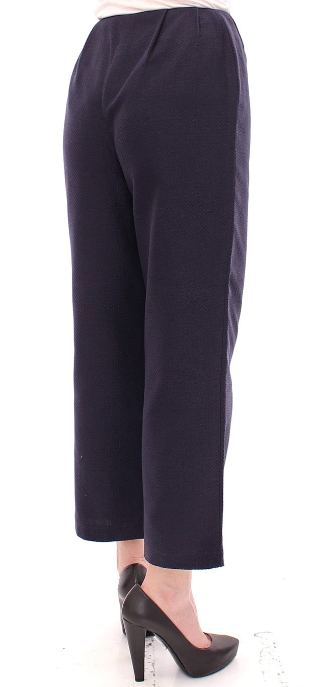 Andrea Incontri Blue Cropped Cotton Pants $800.00 Andrea Incontri Luzworld