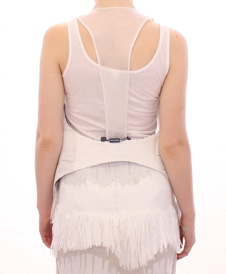 Arzu Kaprol White Lashes Open Back Vest Jacket $1209.00 Arzu Kaprol Luzworld