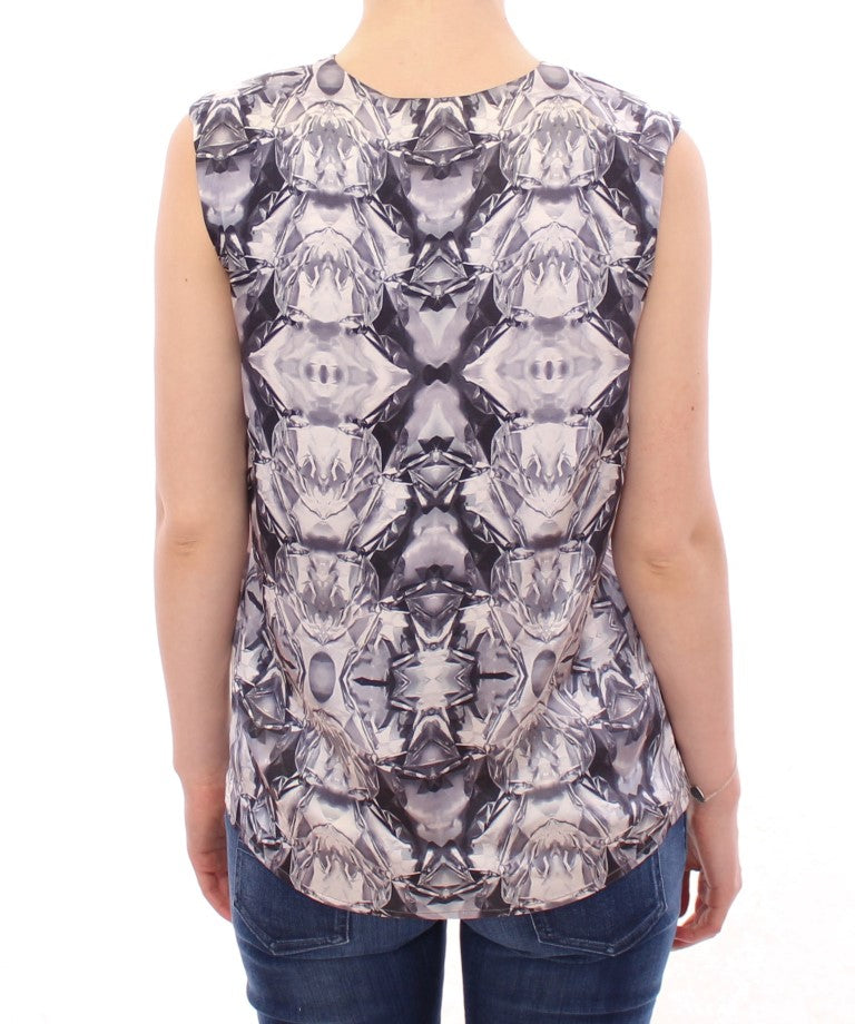 Arzu Kaprol Gray Blue Silk Sleeveless Top Shirt Blouse $800.00 Arzu Kaprol Luzworld