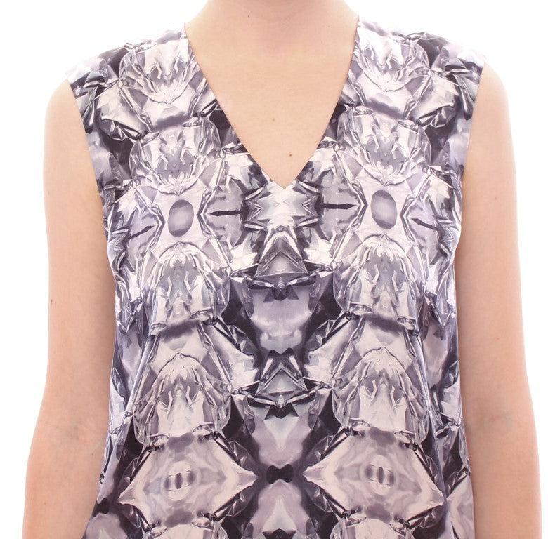 Arzu Kaprol Gray Blue Silk Sleeveless Top Shirt Blouse $800.00 Arzu Kaprol Luzworld