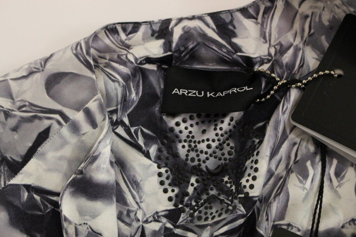 Arzu Kaprol Gray Blue Silk Sleeveless Top Shirt Blouse $800.00 Arzu Kaprol Luzworld