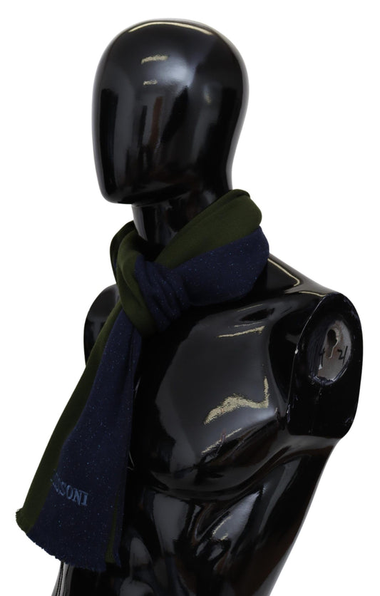 Missoni Green Striped Wool Unisex Neck Wrap Shawl Blue $612.00 Missoni Luzworld