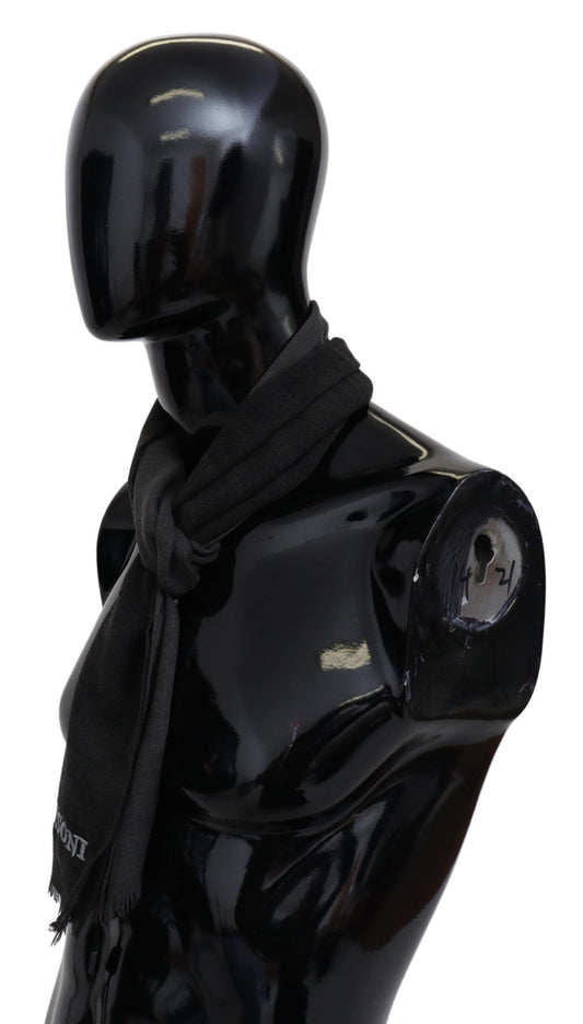 Missoni Gray Wool Unisex Neck Wrap Shawl Fringes Logo Scarf $612.00 Missoni Luzworld