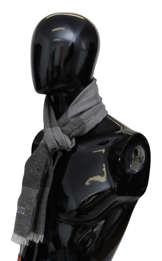 Missoni Gray Striped Wool Unisex Neck Wrap Fringes Scarf $612.00 Missoni Luzworld