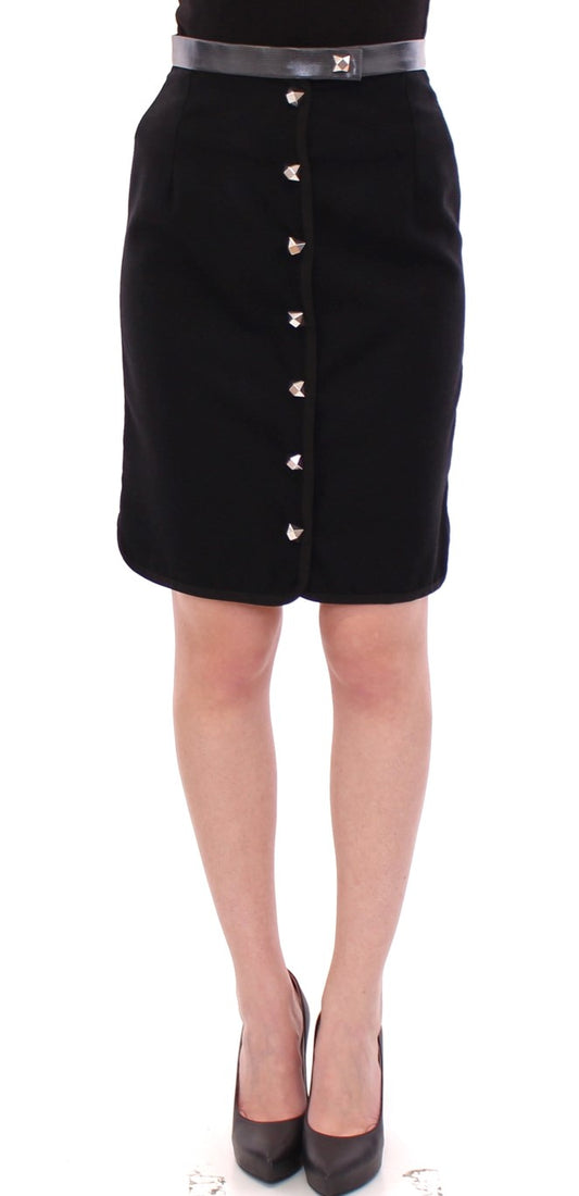 Corrado De Biase Black Metal Buttons Cotto Wool Skirt $1209.00 Corrado De Biase Luzworld
