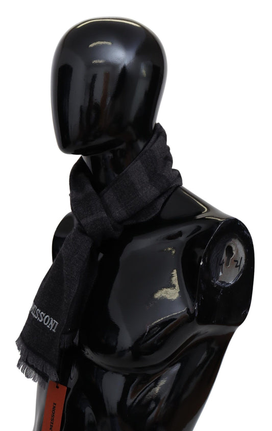 Missoni Black Striped Wool Unisex Neck Wrap Scarf $612.00 Missoni Luzworld