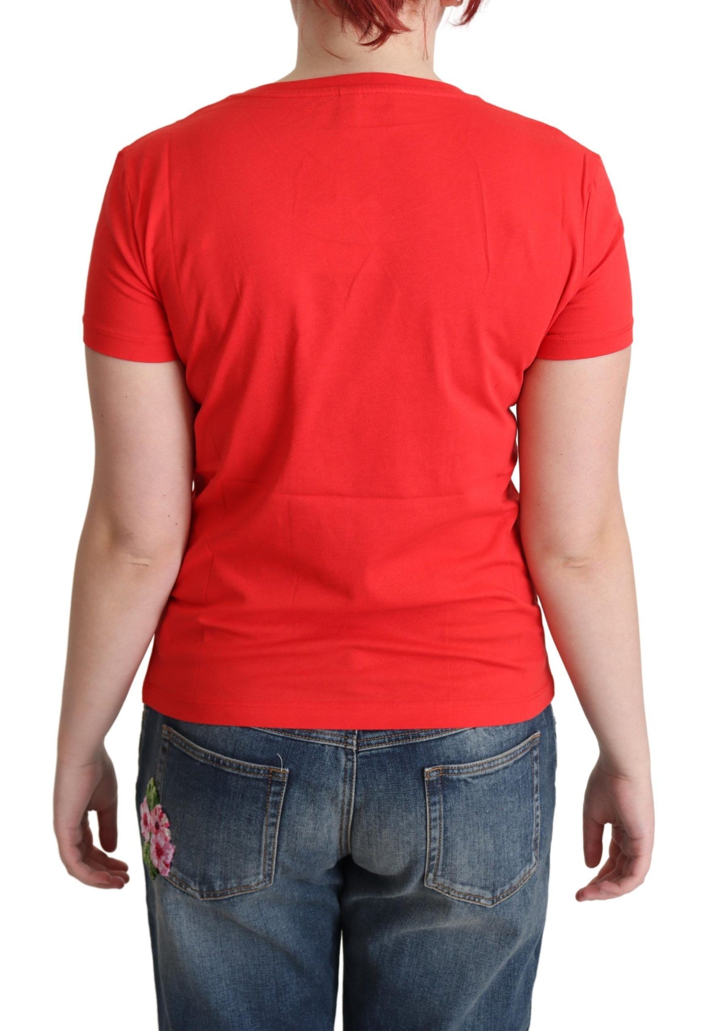 Moschino Red Cotton Come Play 4 Us Print Tops Blouse T-shirt $513.00 Moschino Luzworld