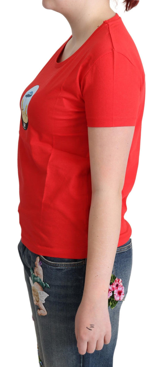 Moschino Red Printed Cotton Short Sleeves Tops Blouse T-shirt $513.00 Moschino Luzworld