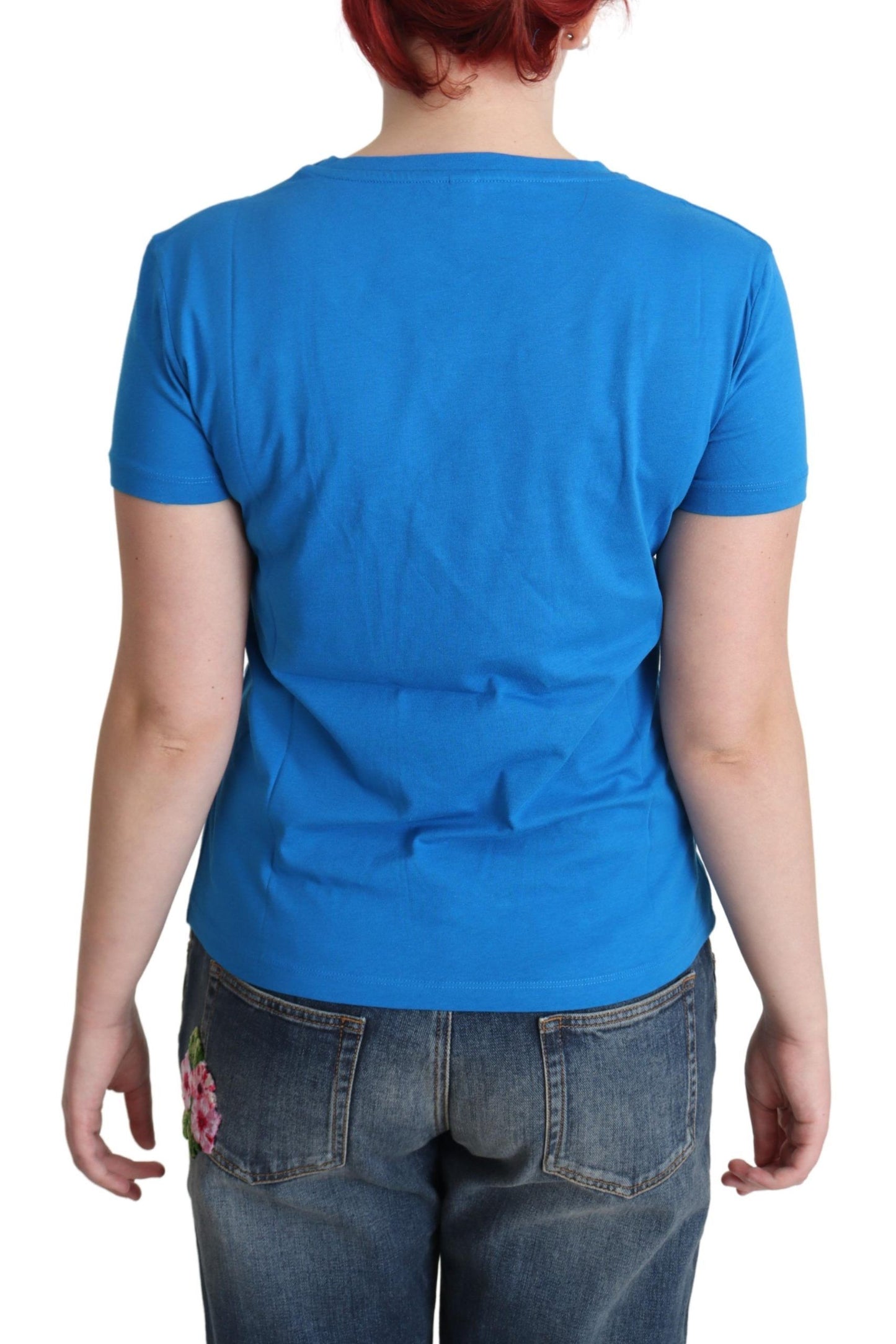 Moschino Blue Cotton Sunny Milano Print Tops T-shirt $513.00 Moschino Luzworld