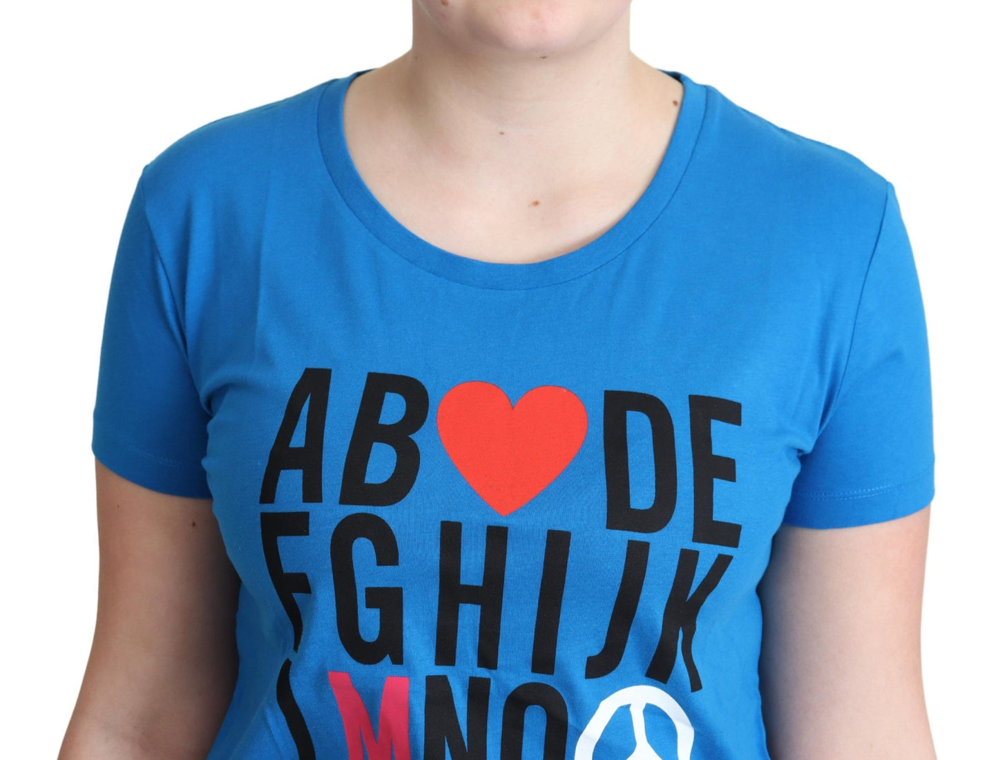 Moschino Blue Cotton Alphabet Letter Print Tops $513.00 Moschino Luzworld