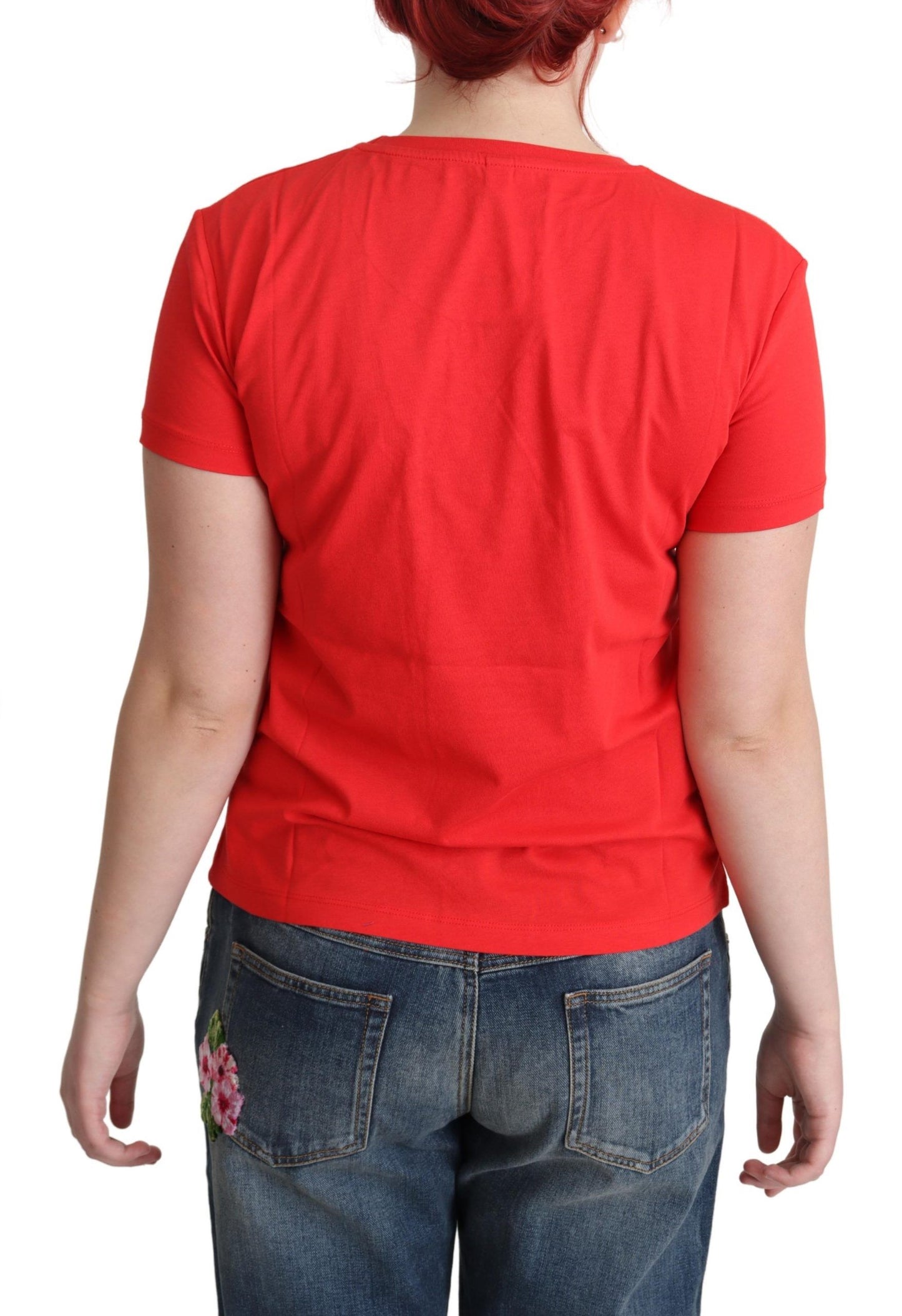 Moschino Red Cotton Swim Graphic Triangle Print T-shirt $513.00 Moschino Luzworld