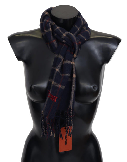 Missoni Black Checkered Unisex Neck Wrap Fringes Scarf $630.00 Missoni Luzworld