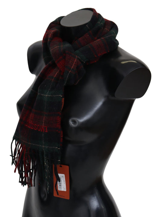 Missoni Black Red Check Wool Unisex Neck Wrap Fringes Scarf $630.00 Missoni Luzworld