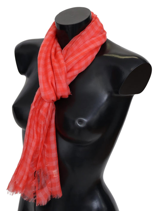 Missoni Orange Check Cashmere Unisex Wrap Fringes Scarf $810.00 Missoni Luzworld