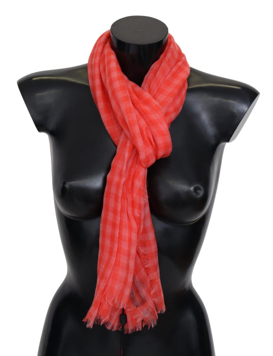 Missoni Orange Check Cashmere Unisex Wrap Fringes Scarf $810.00 Missoni Luzworld