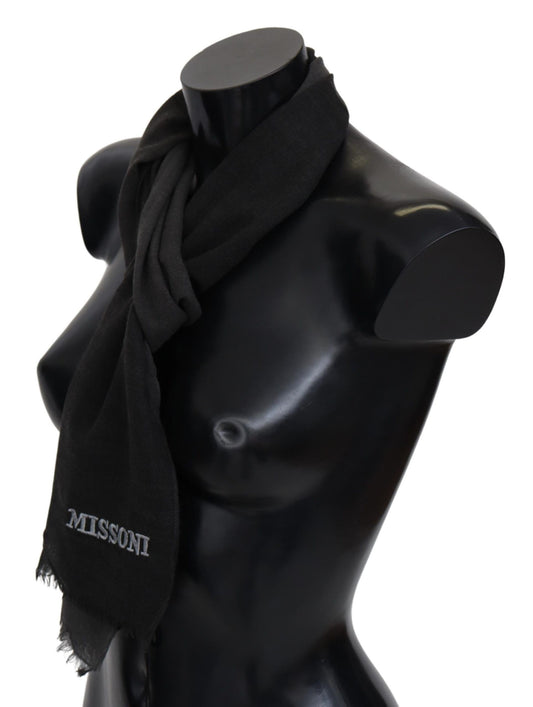 Missoni Black 100% Wool Unisex Neck Wrap Scarf $630.00 Missoni Luzworld