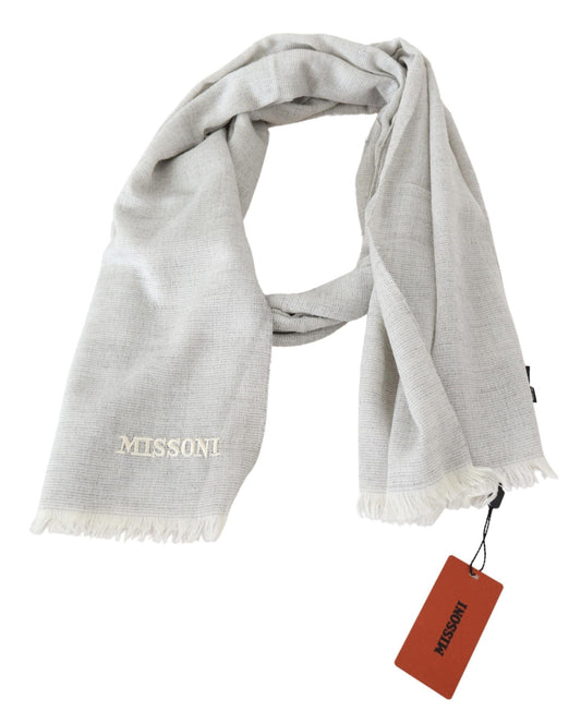 Missoni Gray Wool Knit Unisex Neck Wrap Scarf $630.00 Missoni Luzworld