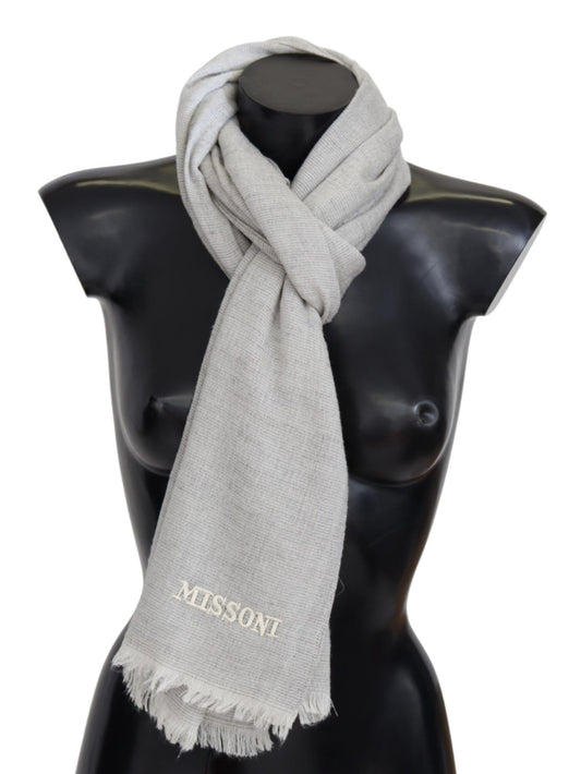 Missoni Gray Wool Knit Unisex Neck Wrap Scarf $630.00 Missoni Luzworld
