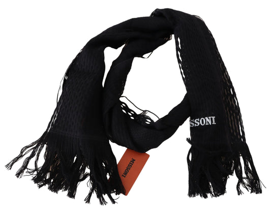 Missoni Black Wool Unisex Neck Warmer Wrap Scarf $630.00 Missoni Luzworld