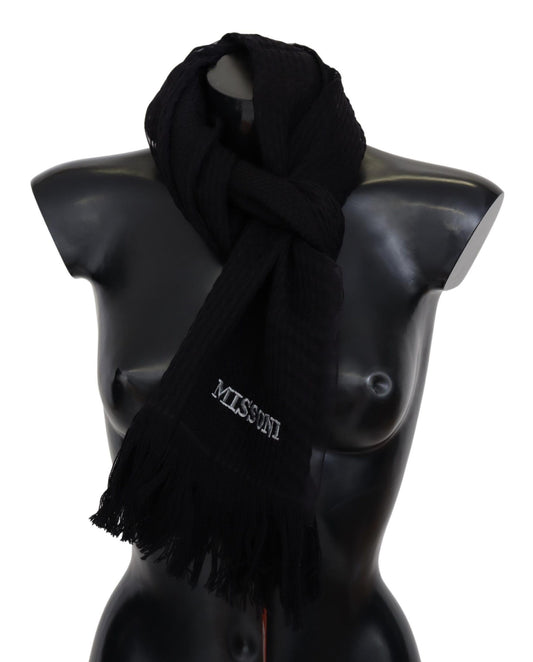 Missoni Black Wool Unisex Neck Warmer Wrap Scarf $630.00 Missoni Luzworld