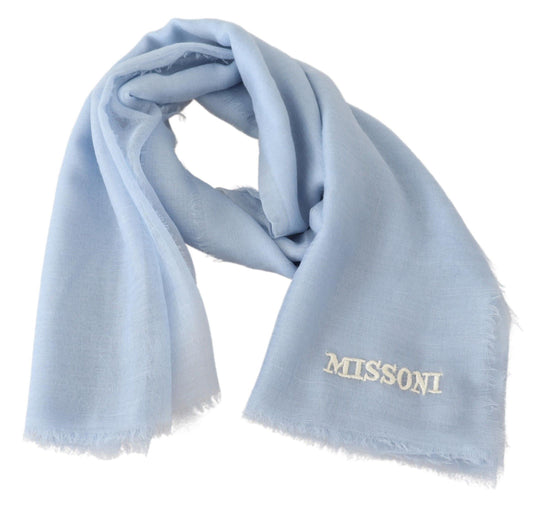 Missoni Light Blue Cashmere Unisex Neck Wrap Scarf $810.00 Missoni Luzworld