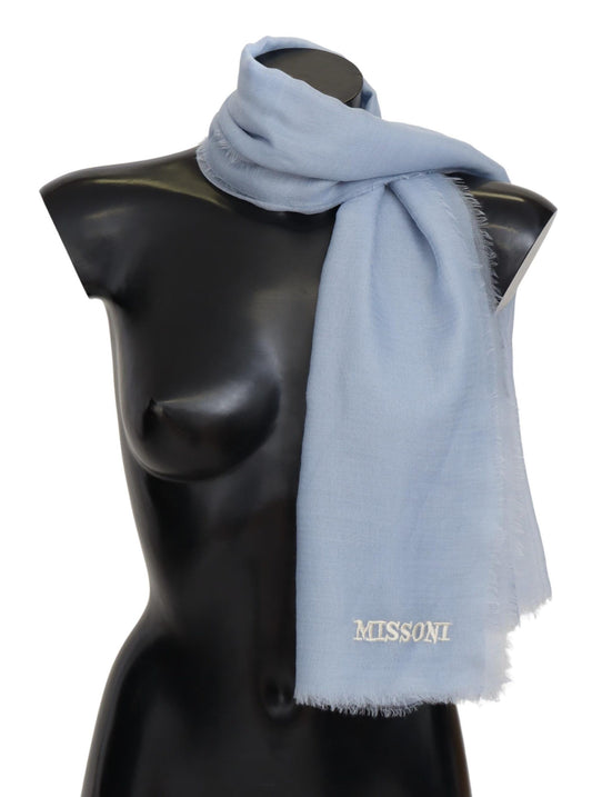 Missoni Light Blue Cashmere Unisex Neck Wrap Scarf $810.00 Missoni Luzworld
