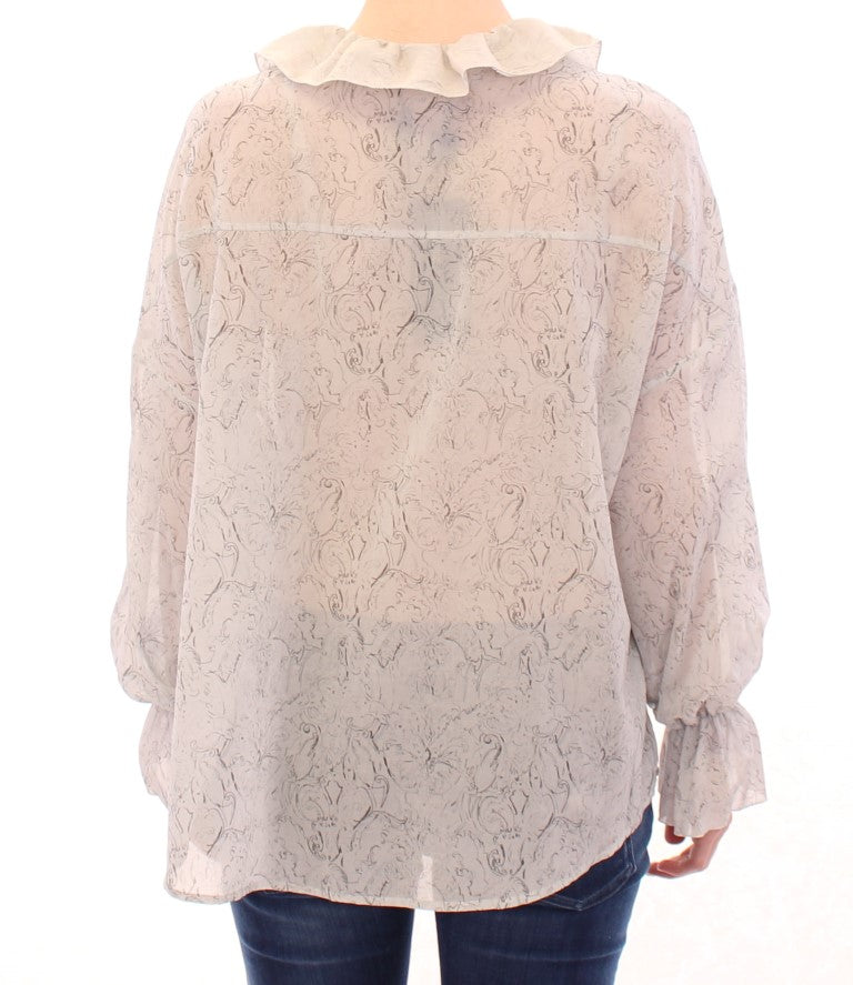 Vika Gazinskaya Blue Cotton Blouse Tunic $2281.00 Vika Gazinskaya Luzworld